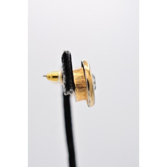 KJL for Avon Vintage Stud Earrings Post Round Rhinestone Crystal Signed BinAI - Picture 8 of 12